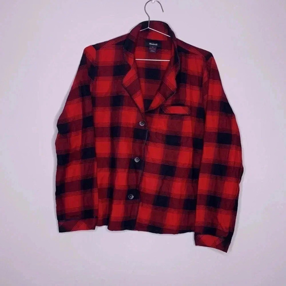 Madewell Flannel Bedtime Pajama Top in Buffalo Plaid Size Medium - Picture 2 of 6